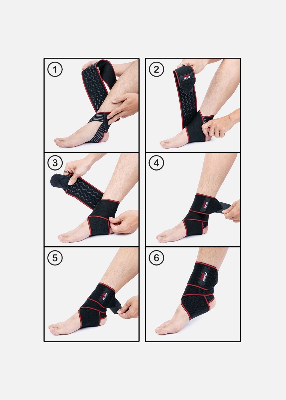 Băng Cuốn Bảo Vệ Cổ Chân Thể Thao Beginner 88 Đen Đỏ