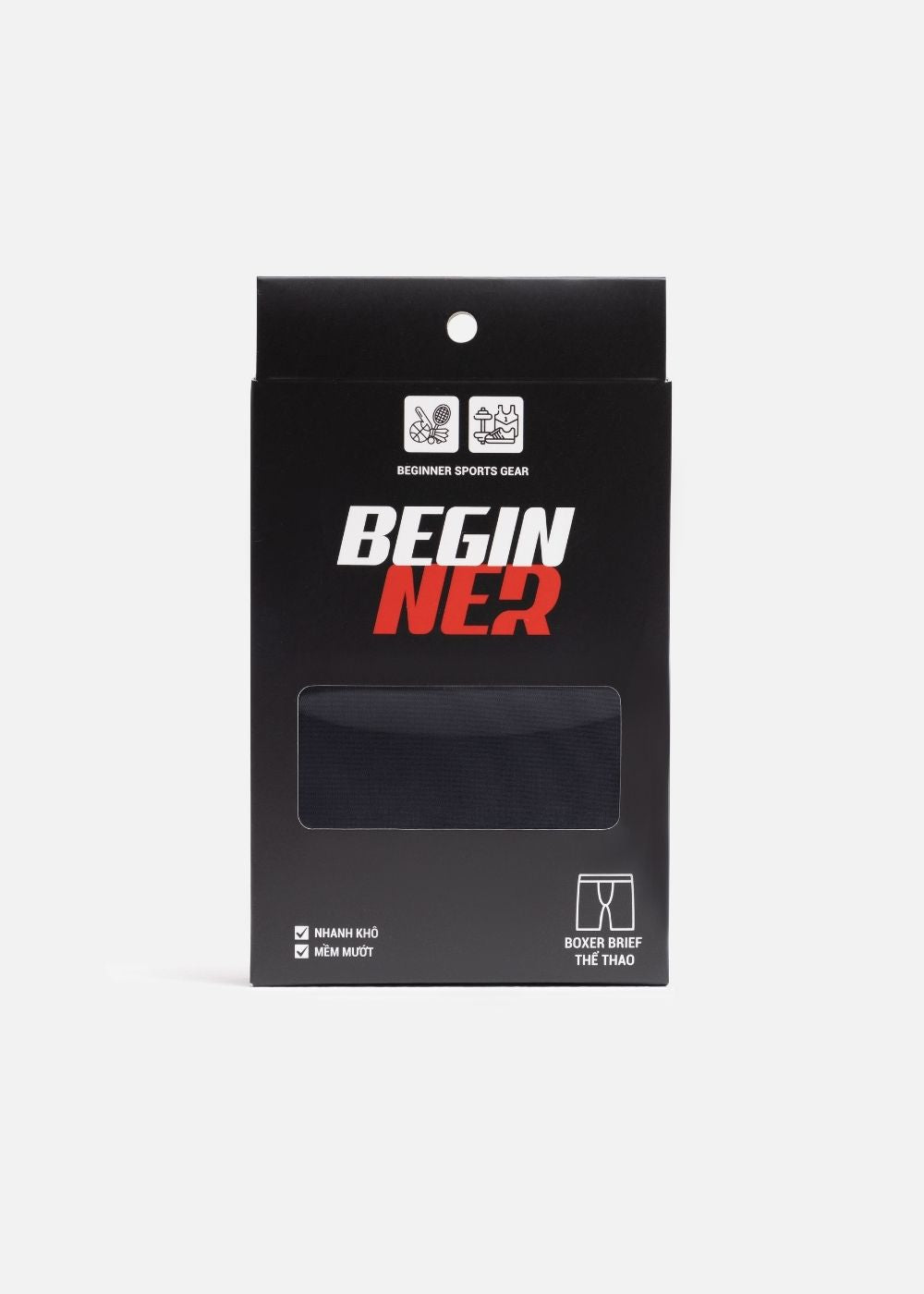 Quần Lót Boxer Brief Dài Beginner Boxer Brief 13 Xám Đen