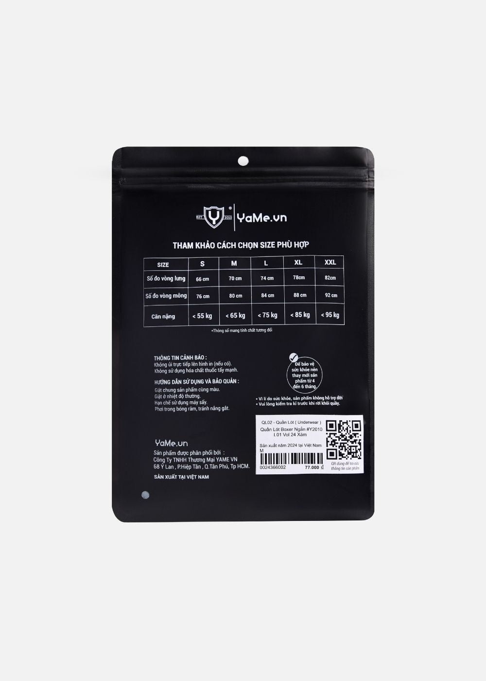 Quần Lót Boxer Ngắn #Y2010 L01 Đen