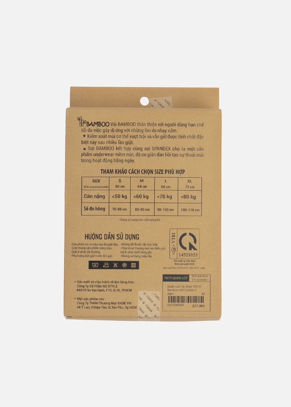 Quần Lót Tam Giác Quần Lót Tam Giác #Y2010 M9 Combo 3 Xám