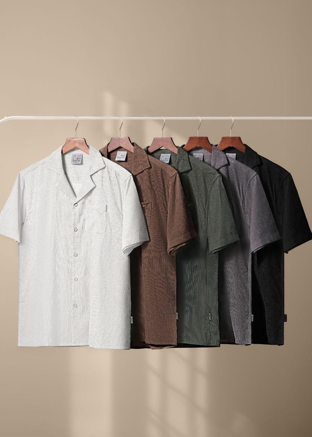 Áo Sơ Mi Tay Ngắn Cổ Cuban Áo Sơ Mi Seventy Seven 23 Xanh Rêu